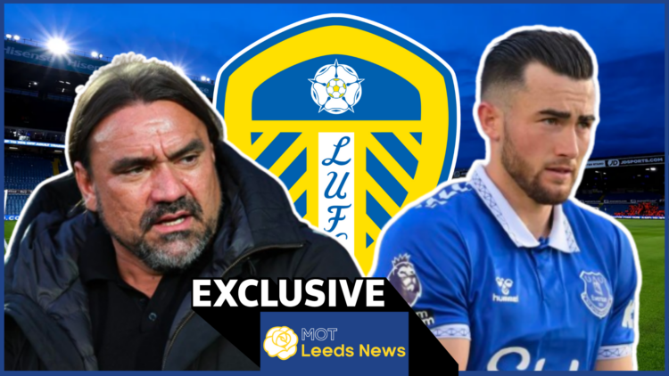 Daniel Farke and Jack Harrison at Elland Road, Leeds United badge and Everton shirt exclusive