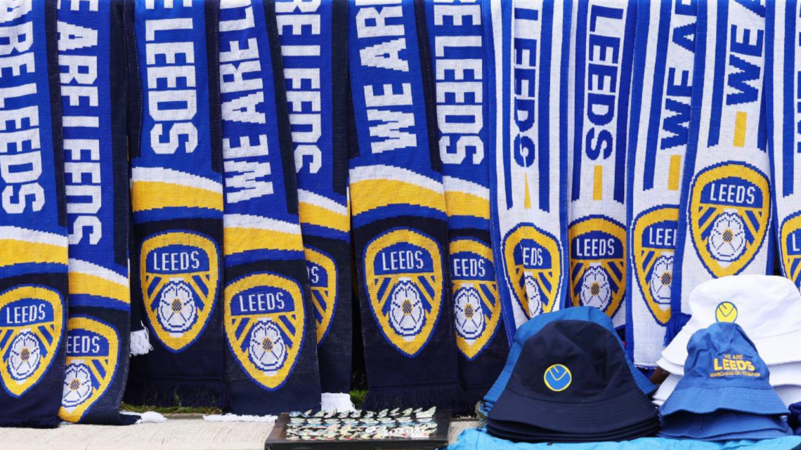Leeds United scarves on sale at Elland Road
