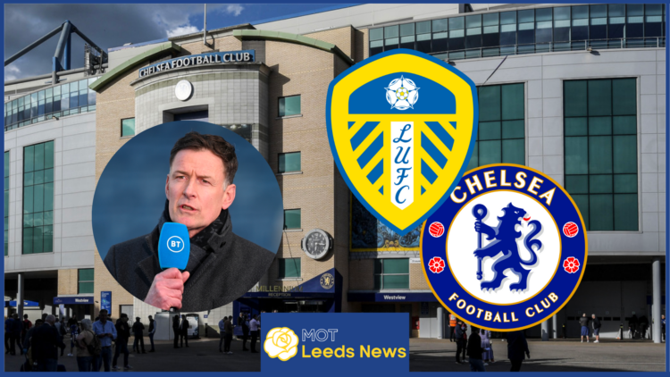 Chris Sutton with Leeds United and Chelsea badges