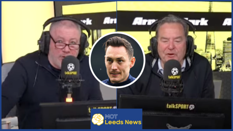 Leeds United loanee Connor Roberts with Ally McCoist and Jeff Stelling on talkSPORT