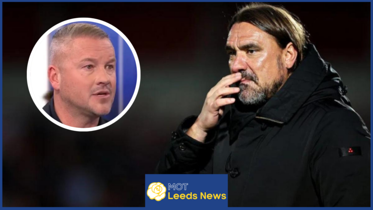 Leeds United manager Daniel Farke and Paul Robinson