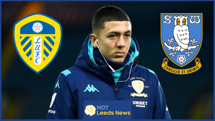 Ian Poveda with Leeds United and Sheffield Wednesday badges