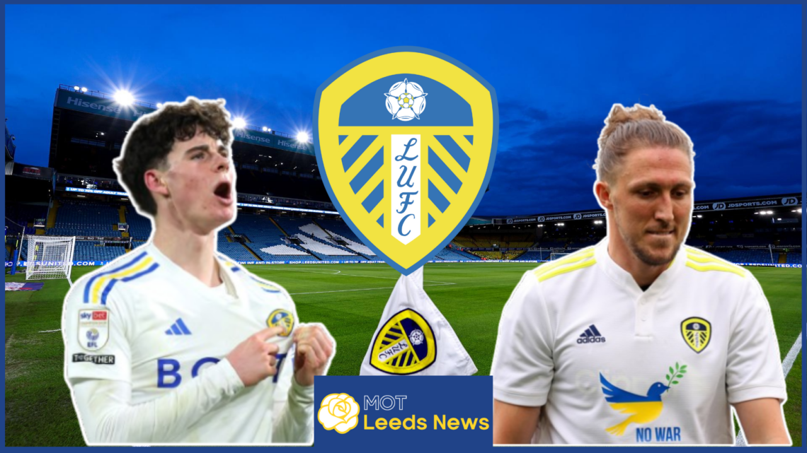 Leeds United badge, Luke Ayling and Archie Gray