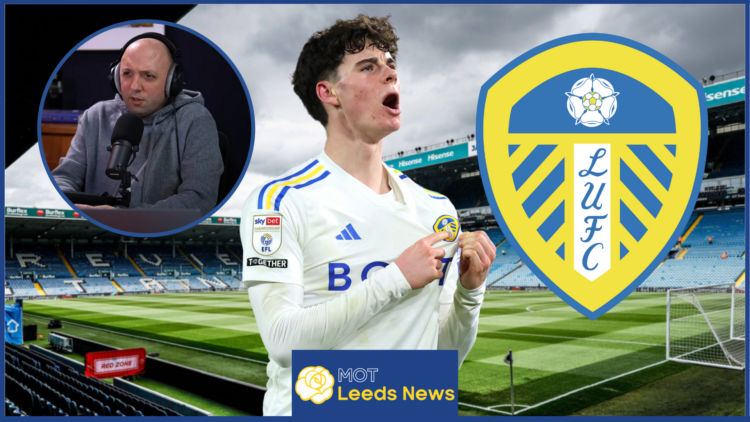 Archie Gray, Phil Hay, Leeds United crest