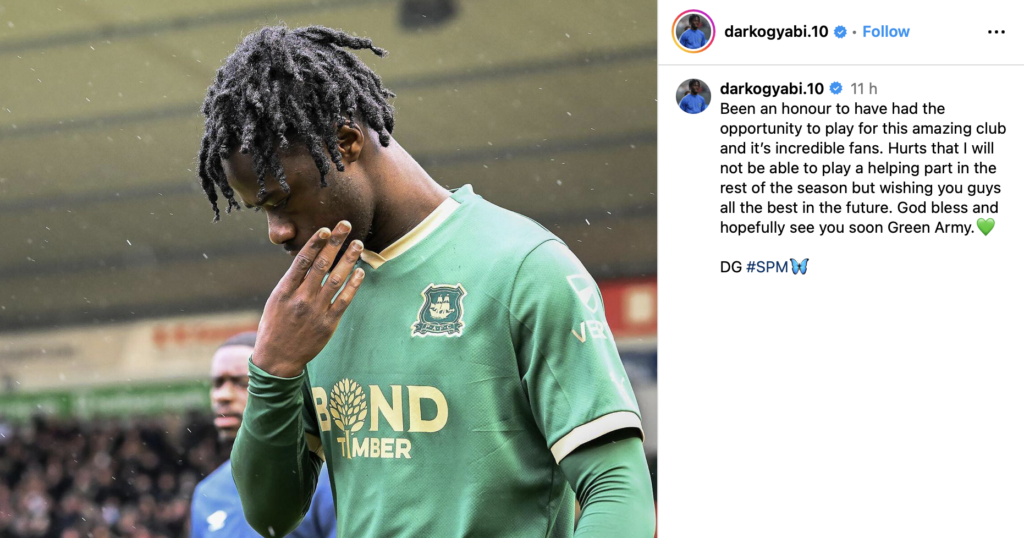 Leeds United midfielder Darko Gyabi on Instagram