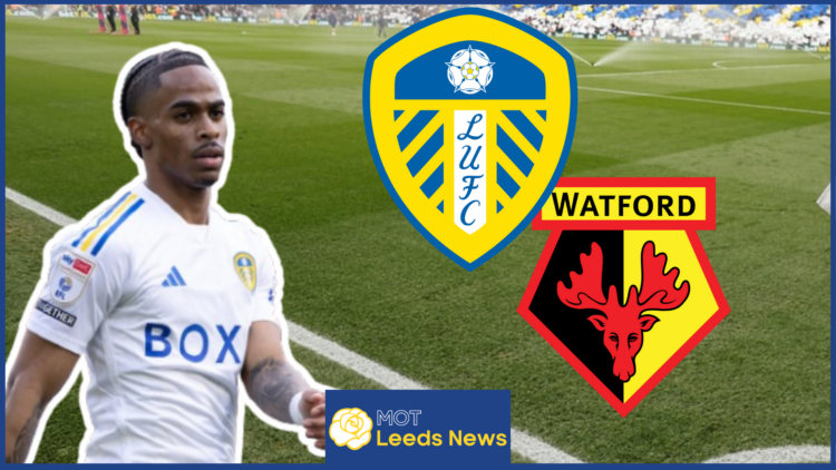 Crysencio Summerville, Leeds United and Watford badges
