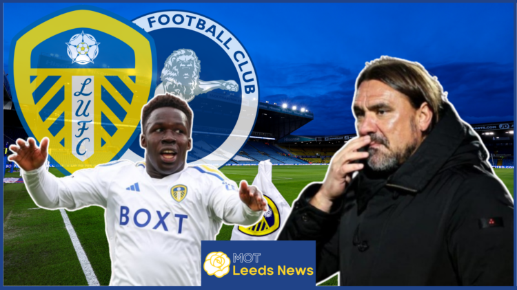 Daniel Farke and Wilfried Gnonto in Leeds United v Millwall