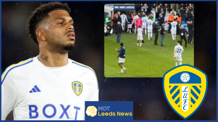 Georginio Rutter and Leeds United badge