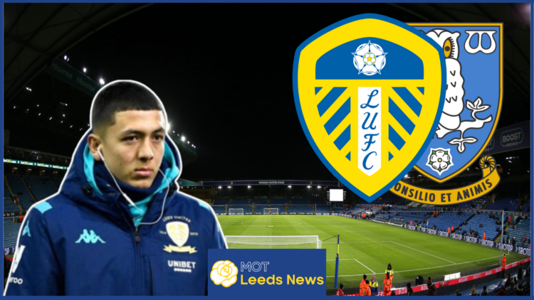 Ian Poveda with Leeds United and Sheffield Wednesday badges