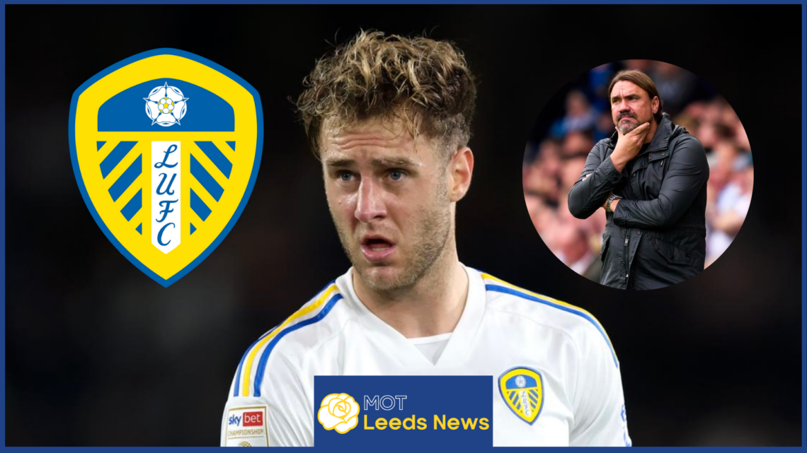 Joe Rodon and Daniel Farke with Leeds United badge
