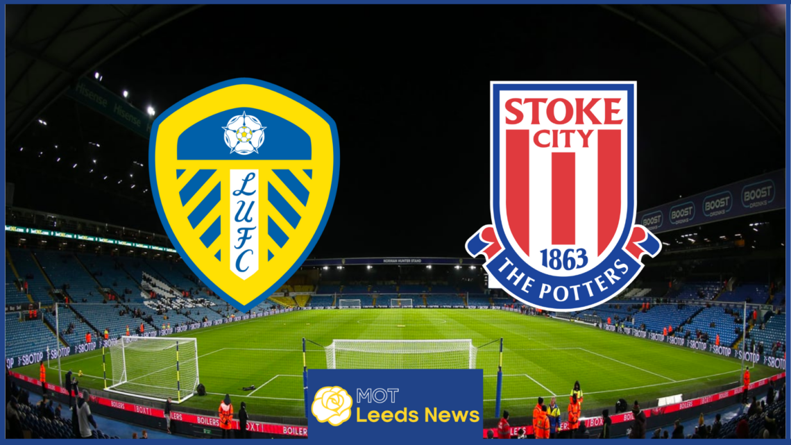 Leeds United and Stoke City badges at Elland Road