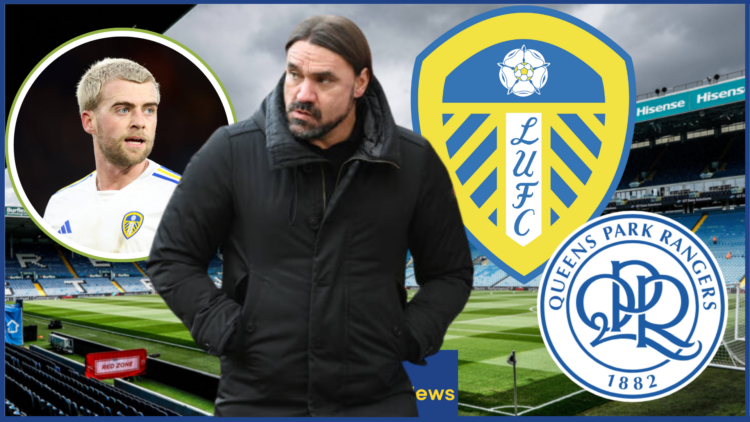 Daniel Farke, Leeds United and QPR crests, Patrick Bamford