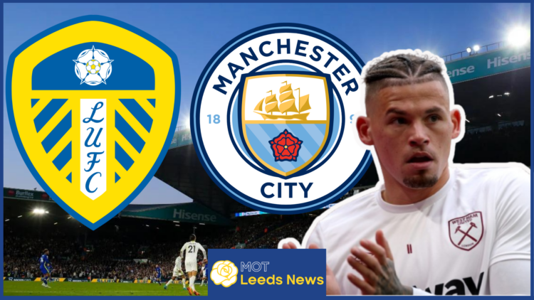 Kalvin Phillips, Leeds United badge, West Ham United badge
