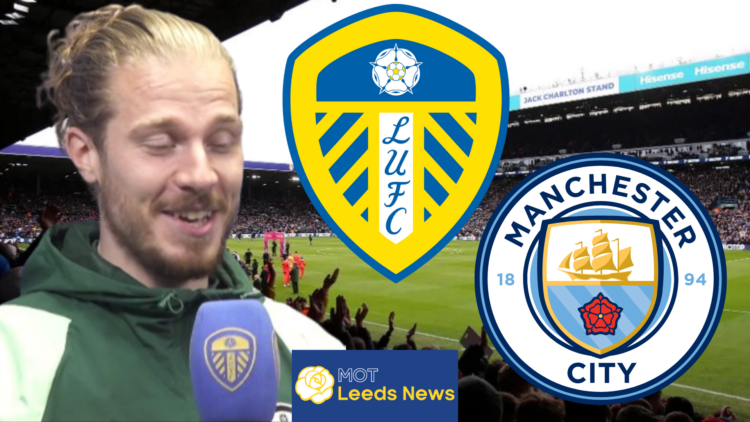 Leeds United badge, Manchester City badge, Rob Etherington