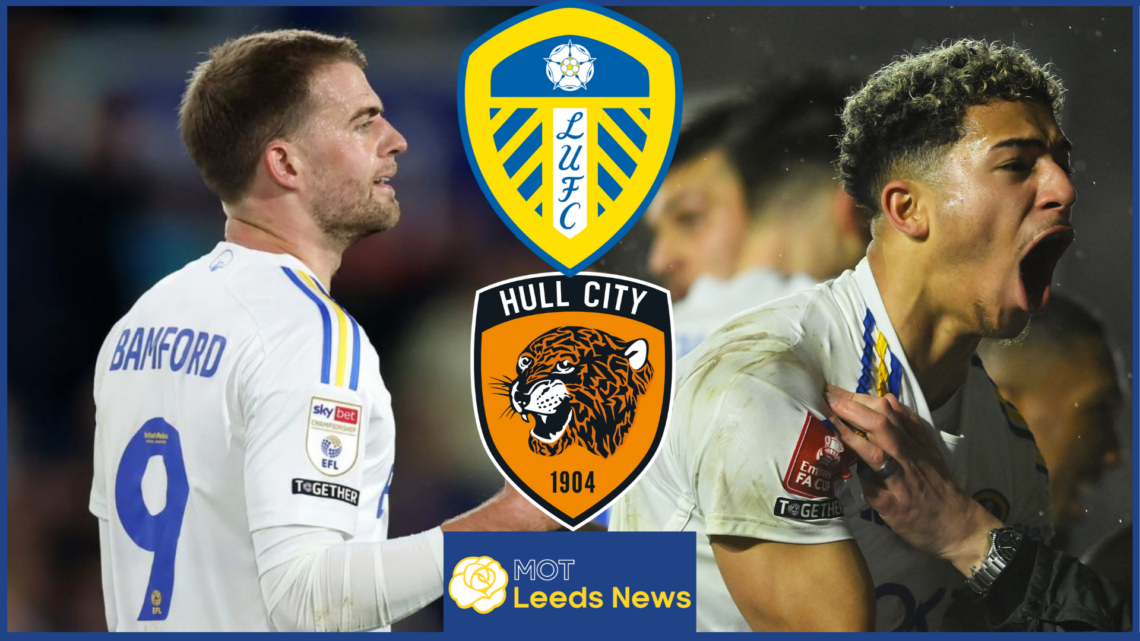 Patrick Bamford, Mateo Joseph, Leeds United badge, Hull City badge