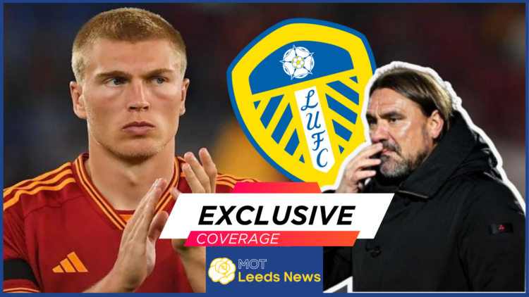Rasmus Kristensen, Daniel Farke, Leeds United badge