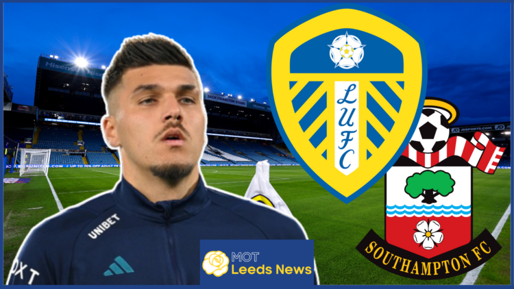 Joel Piroe, Leeds United badge, Southampton badge