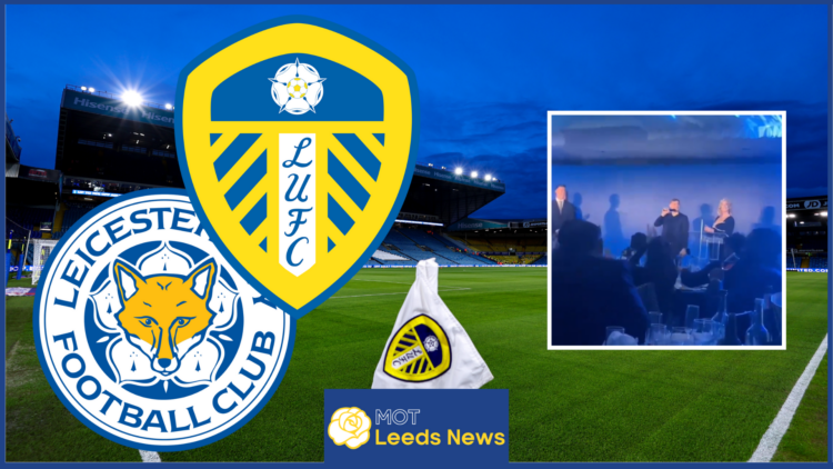 Leeds United badge, Leicester City badge, Elland Road, Twitter