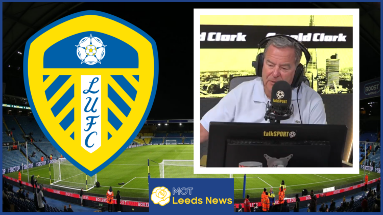 Leeds United badge, Jeff Stelling, talkSPORT