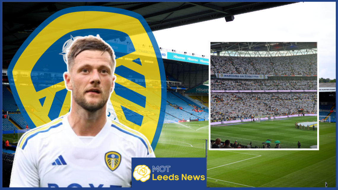 Liam Cooper, Leeds United badge, Elland Road