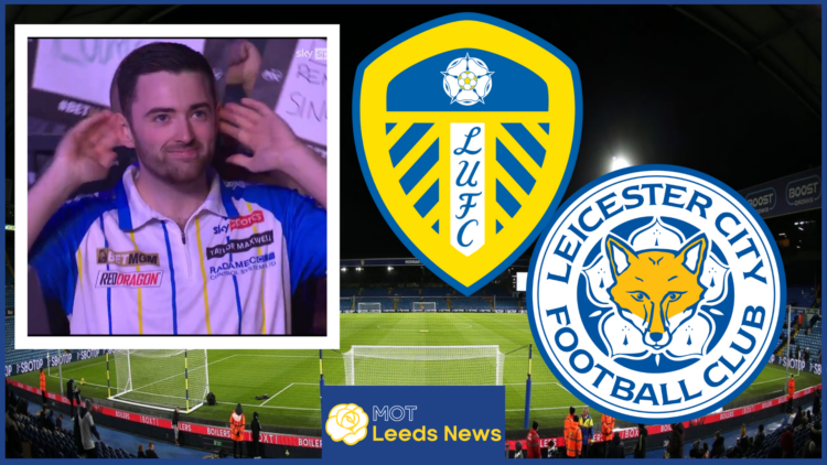 Luke Humphries, Leeds United badge, Leicester City badge