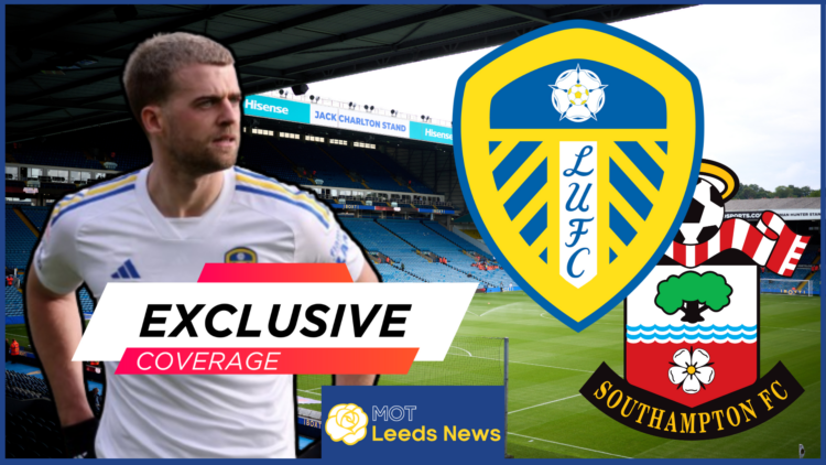 Patrick Bamford, Leeds United badge, Southampton badge