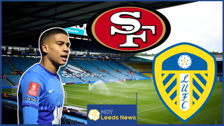 Cody Drameh, 49ers badge, Leeds United badge