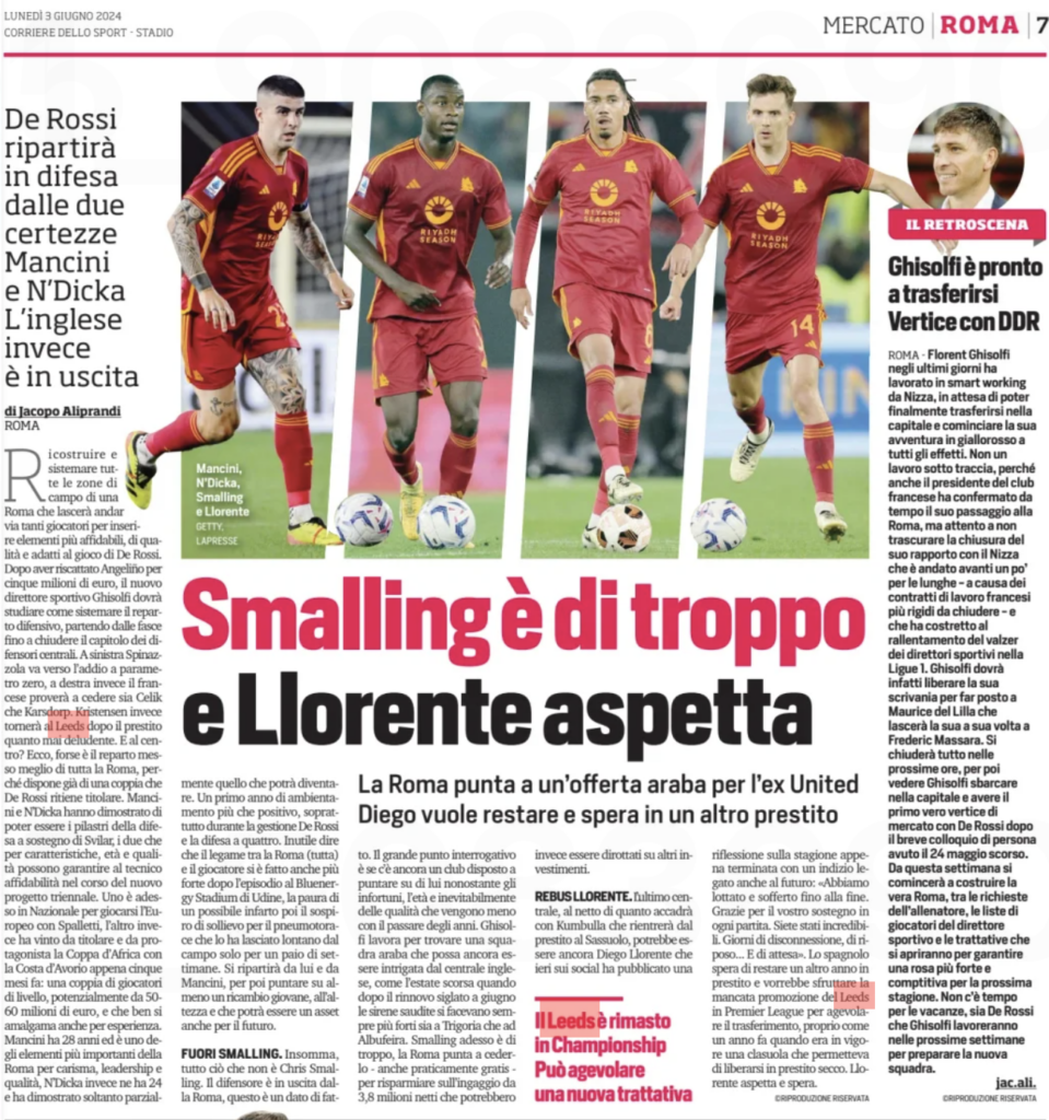 Corriere Dello Sport pg 7 3 June 2024