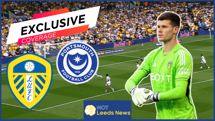 Illan Meslier, Leeds United badge, Portsmouth badge