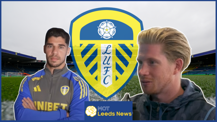 Manor Solomon, Kevin de Bruyne, Leeds United badge