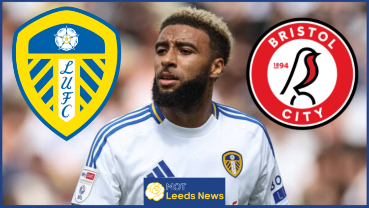 Jayden Bogle, Leeds United badge, Bristol City badge