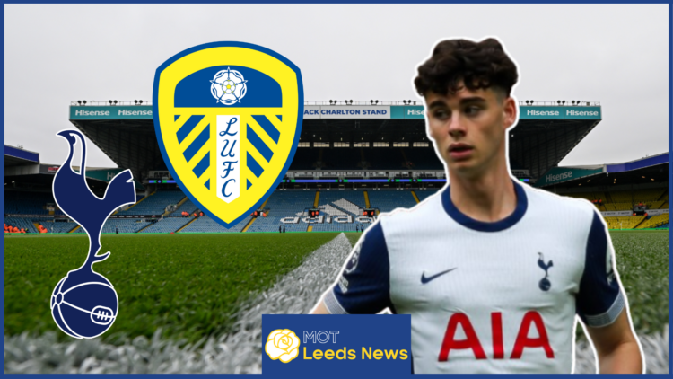 Archie Gray, Leeds United badge, Tottenham badge