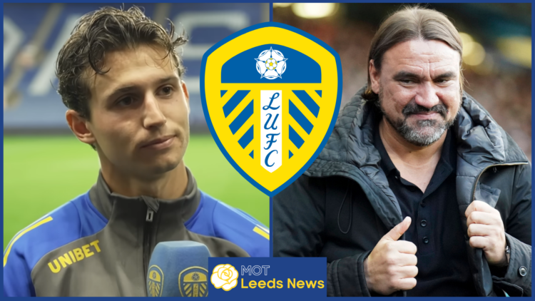 Brenden Aaronson, Daniel Farke, Leeds United badge