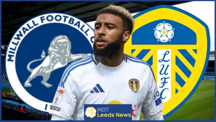 Jayden Bogle, Leeds United badge, Millwall badge