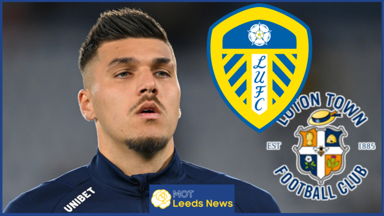 Joel Piroe, Leeds United badge, Luton Town badge