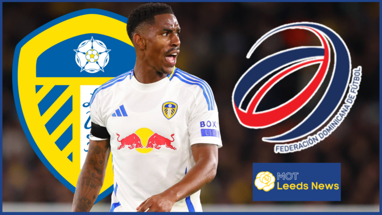 Leeds United badge, Dominican Republic badge, Junior Firpo