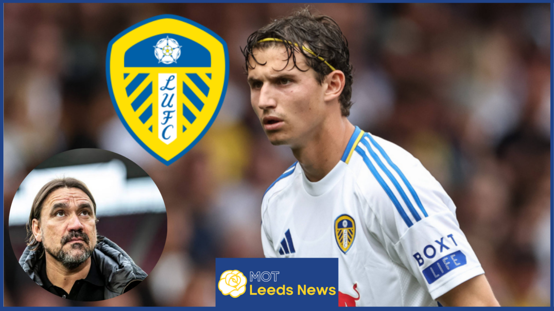 Picture of Leeds United midfielder Brenden Aaronson and Daniel Farke.