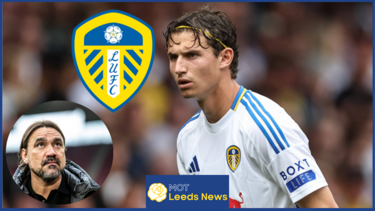 Picture of Leeds United midfielder Brenden Aaronson and Daniel Farke.