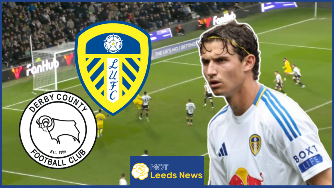 Brenden Aaronson, Derby County badge, Leeds United badge