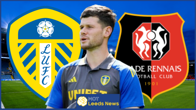 Illan Meslier, Leeds United badge, Rennes badge