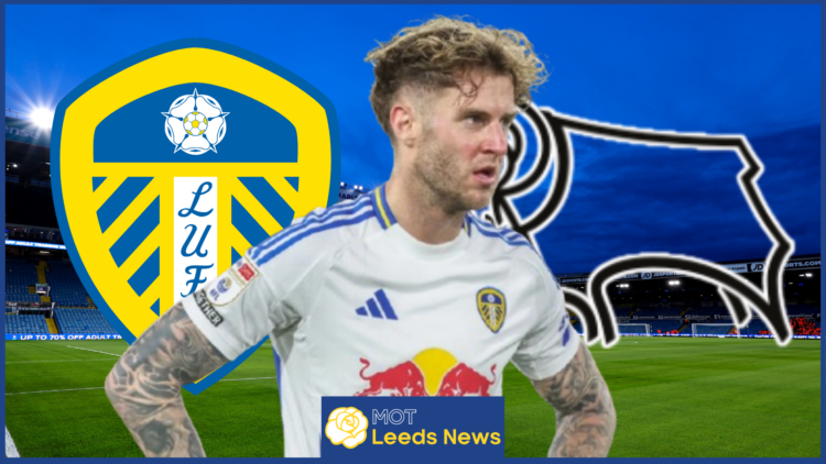 Joe Rodon, Leeds United badge, Derby County badge
