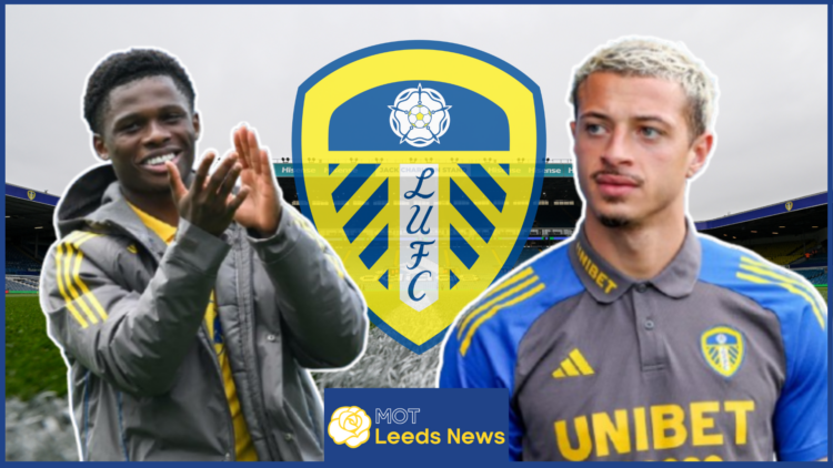 Largie Ramazani, Ethan Ampadu, Leeds United badge