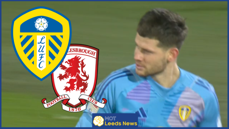 Leeds. Middlesbrough badges, Illan Meslier