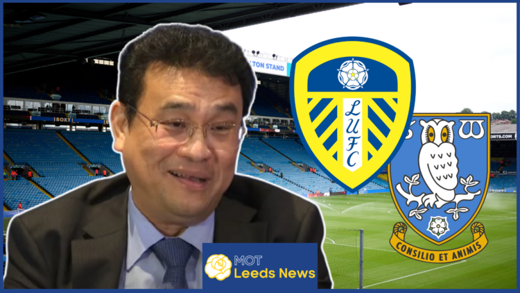 Dejphon Chansiri, Leeds United badge, Sheffield Wednesday badge