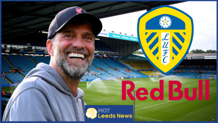 Jurgen Klopp, Leeds United badge, Red Bull logo