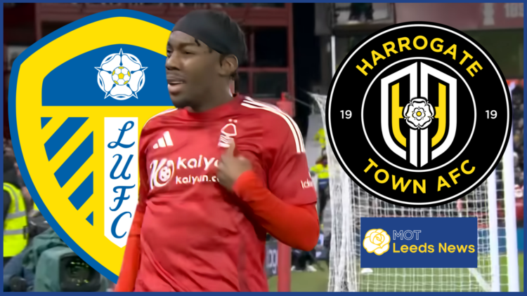Leeds United badge Harrogate Town Elanga