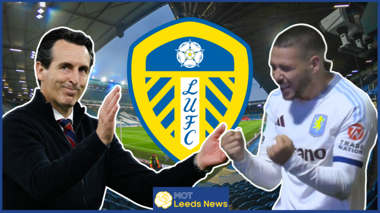 Unai Emery Emi Buendia Leeds United badge