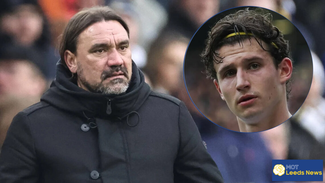 Leeds United manager Daniel Farke and Brenden Aaronson