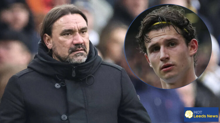 Leeds United manager Daniel Farke and Brenden Aaronson