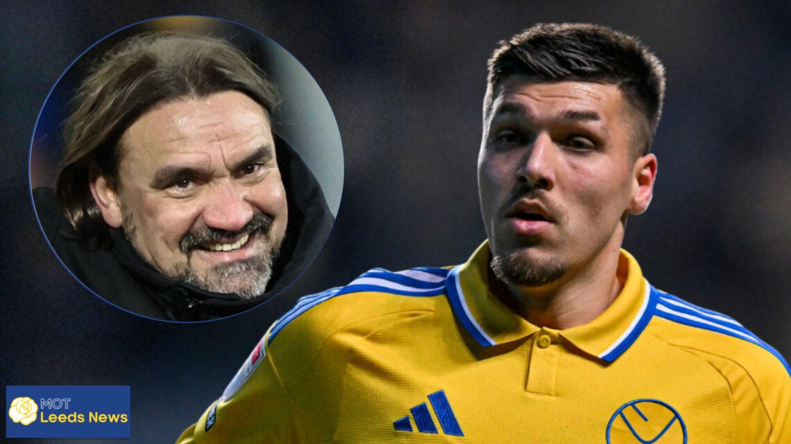 Leeds United forwrad Joel Piroe and Daniel Farke